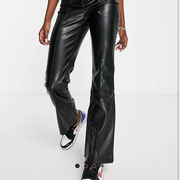 ASOS Design Leather Kick Flare Pants - Picture 4 of 11